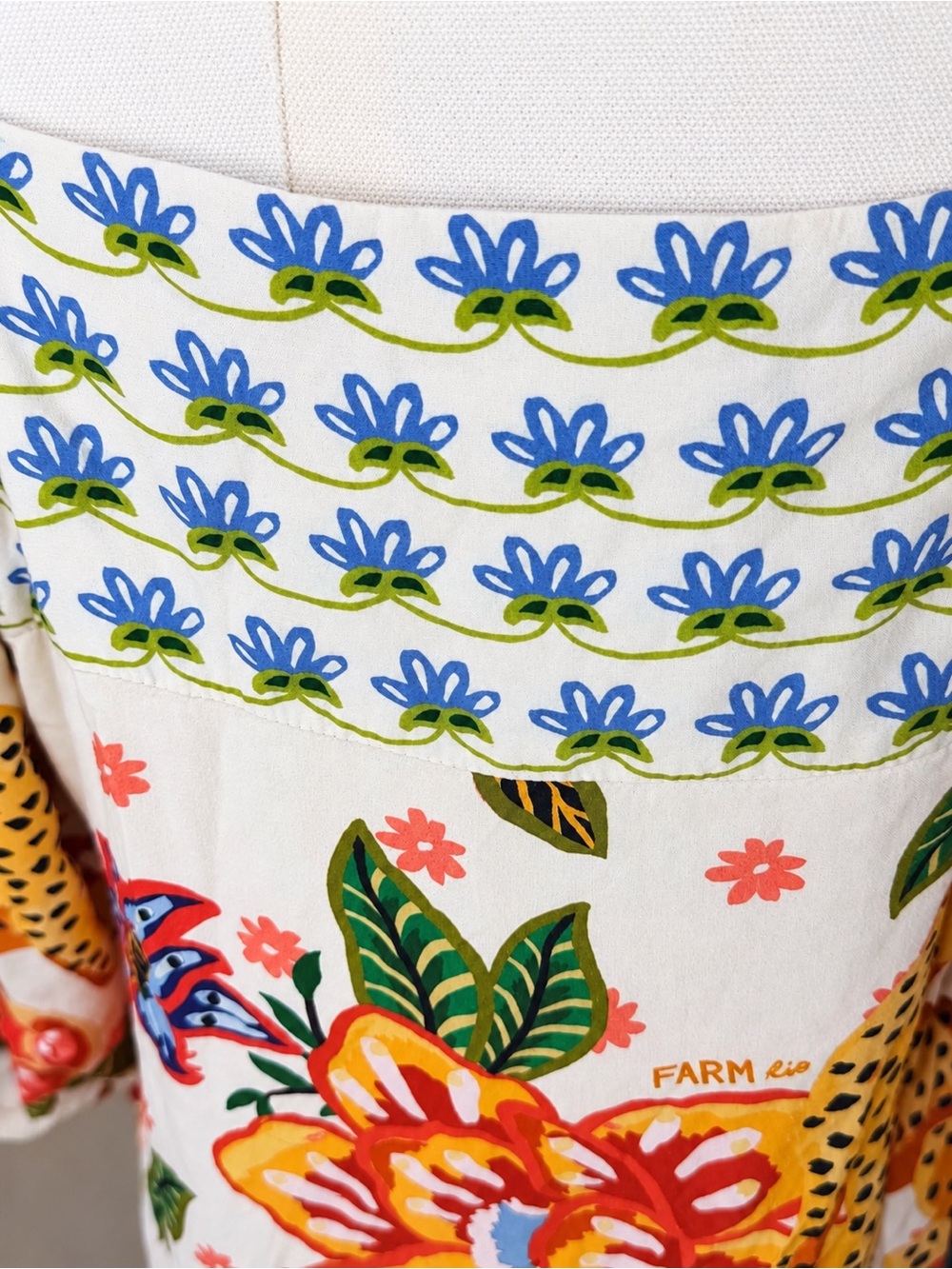 FARM Rio xAnthropologie   Babydoll Leopard Floral Maxi Dress Puff sleeves - Picture 6 of 12